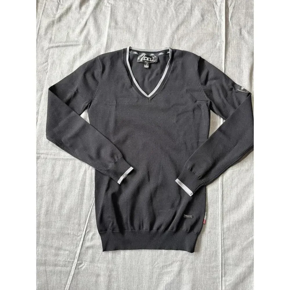 Alessandro Albanese Womens Size Small Black & Gray V Neck PullOver Sweater Horse - Picture 1 of 9